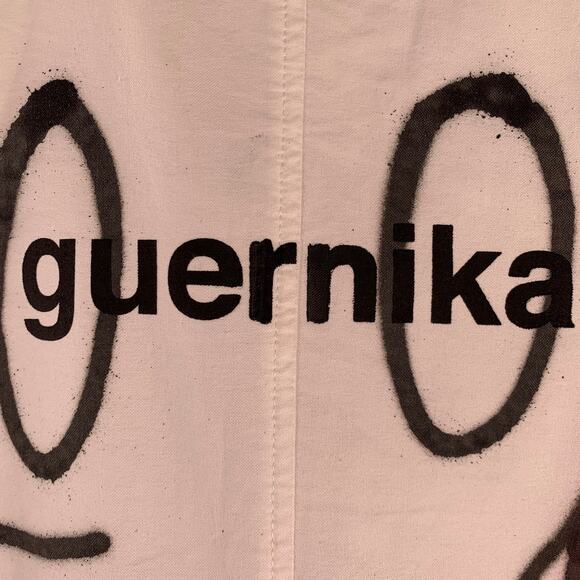 GUERNIKA Size M White Multi Color Graphic Single Breasted Coat - Picture 7 of 10